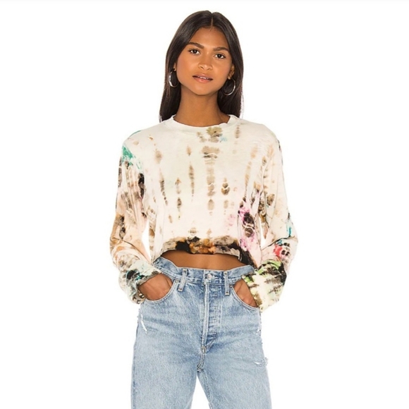Cotton Citizen Tops - Cotton Citizen Cropped Tie Dyed Long Sleeve Shirt Size Medium